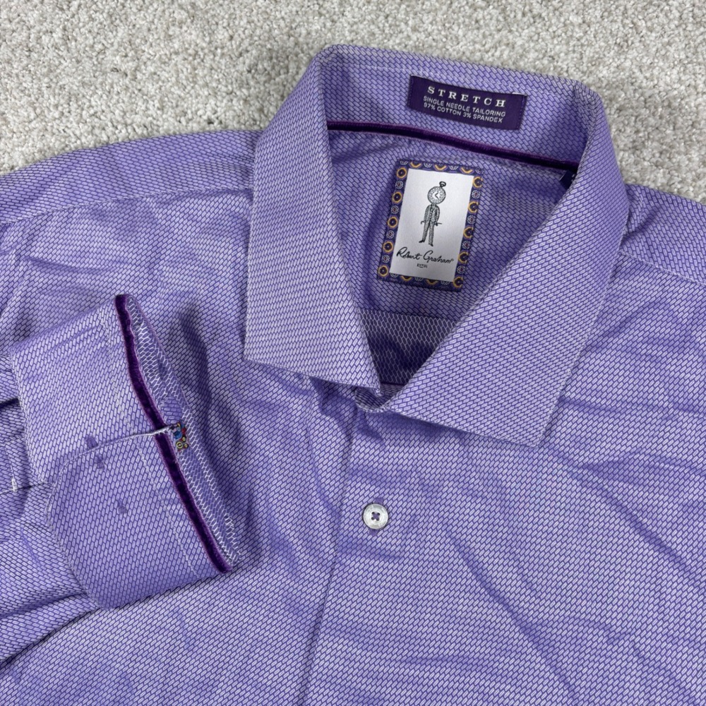 NWOT Robert Graham Dress Shirt Mens XXL Purple Stretch Tailored Fit